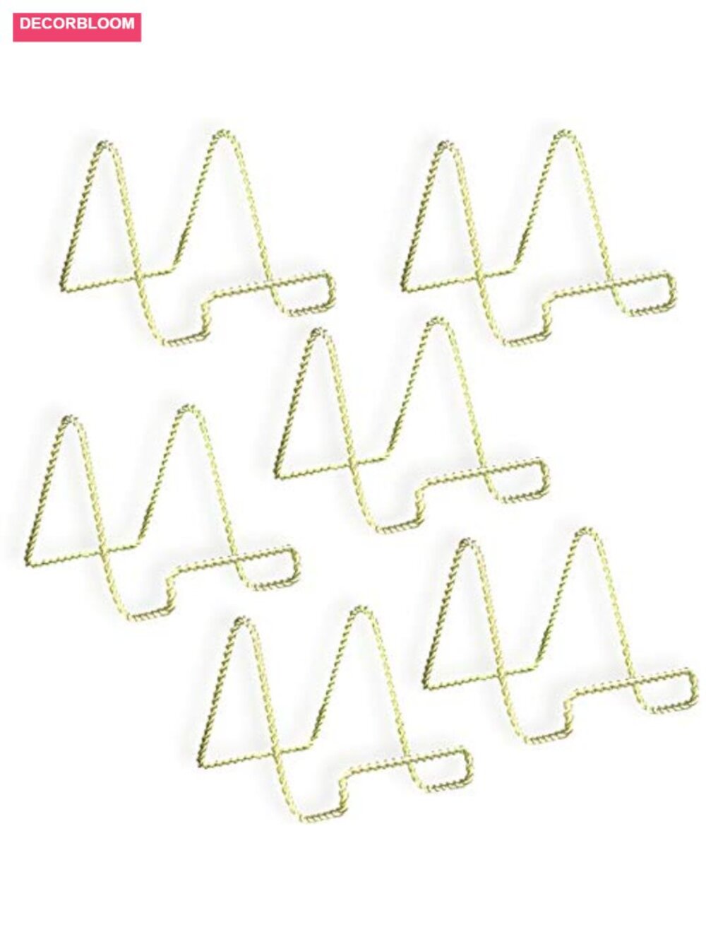 Twisted Wire Easels Set of 6 Brass Metal Display Stands 3" H Holders